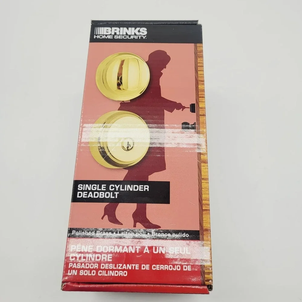 Brinks‎ Polished Brass Push Pull Rotate Deadbolt Steel Door Security Lock